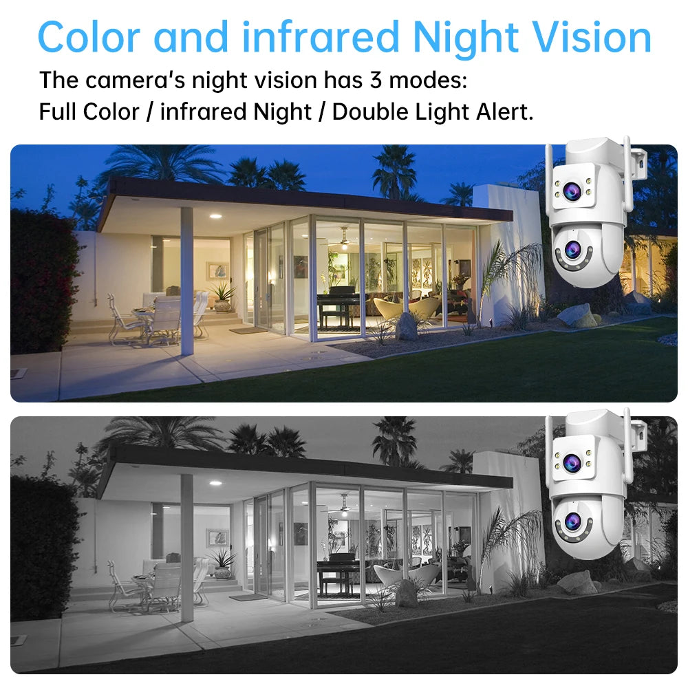 Jooan 5K 8MP Dual Lens Dual Screen IP Camera Wifi PTZ Camera Outdoor AI Auto Tracking CCTV HD Audio Video Surveillance