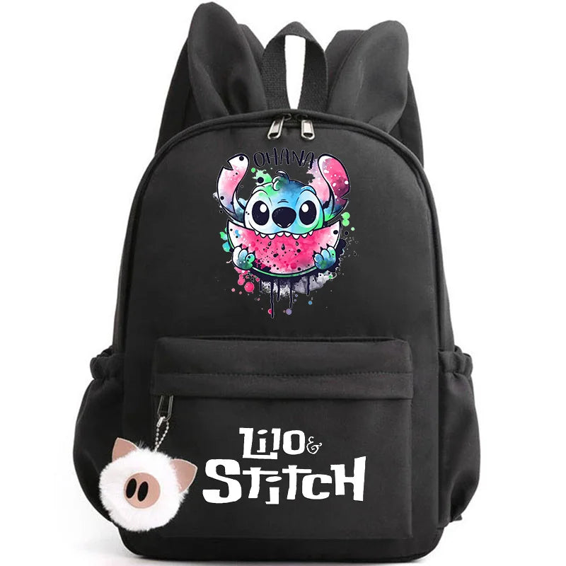 Mochila Disney Lilo Stitch para niñas, niños y adolescentes, informal, escolar, de viaje, con orejas de conejo