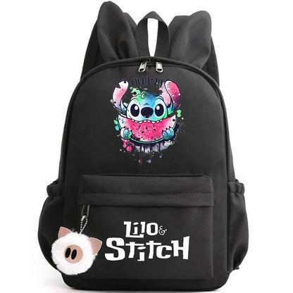 Mochila Disney Lilo Stitch para niñas, niños y adolescentes, informal, escolar, de viaje, con orejas de conejo