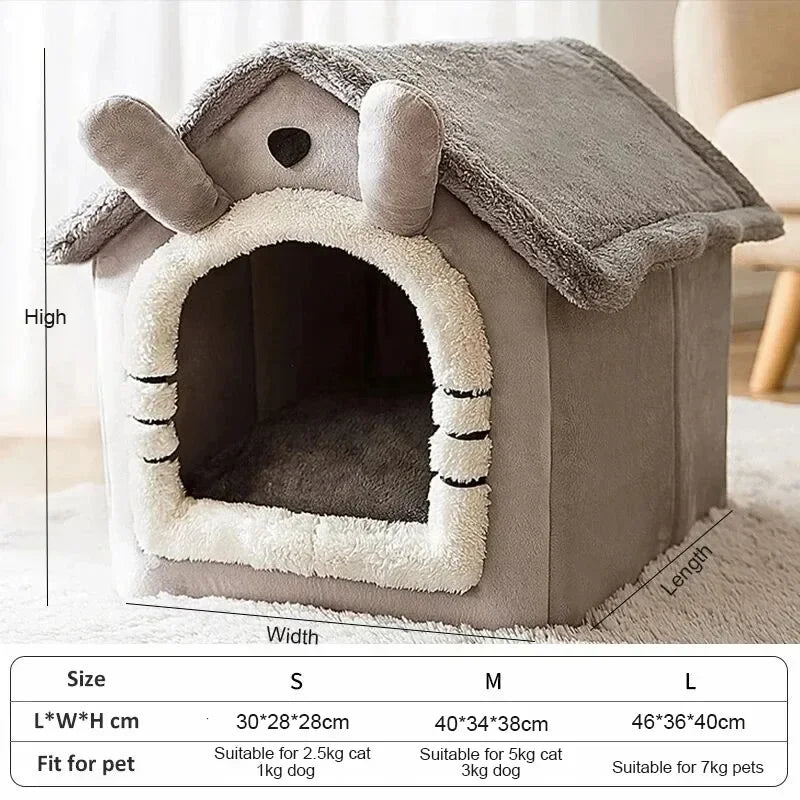 Indoor Warm Dog House Soft Pet Bed Tent House Dog Kennel Cat Bed Removable and Washable Cushion Suitable for All Seasons Universal