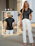 2026 Fashion Summer Casual Shirts Office Lady Tops Mujer Elegant Simple Chiffon Blouse Women Short Sleeve V-Neck Woman Clothes