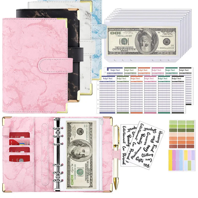New A6 Budget Plan Notebook Cash Envelope Saving Money 6-Hole Binder for Financial Management A6 Loose-Leaf Notebook Binder
