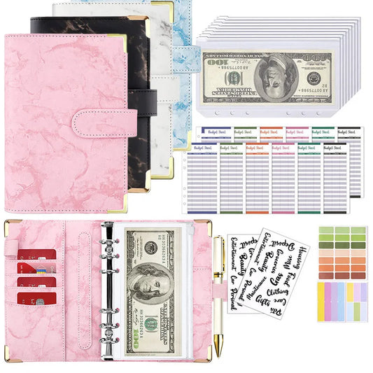 New Budget Plan Notebook A6 Cash Envelope Saving Money 6 Holes Binder for Financial Management A6 Loose-leaf Notebook Binder