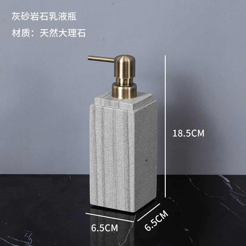 Nordic natural grey marble bathroom accessories Soap dispenser cotton swab jar tissue box soap dish tray bathroom decoration