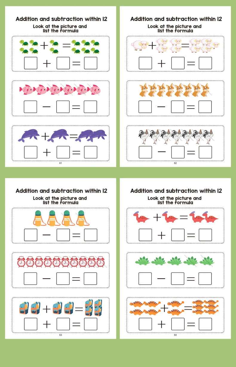 Caderno de Exercícios Interativo de Matemática – Contagem, Adição e Subtração até 10 e Atividades de Relações Numéricas – Material de Aprendizagem Visual; ideal para pré-escola, 1º ano, ensino domiciliar e sal