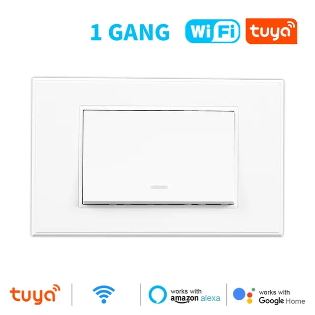 Tuya Smart Life WiFi Wall Light Switch, No Neutral Wire, US Button, Physical Wall Switches for Alexa, Google Home 