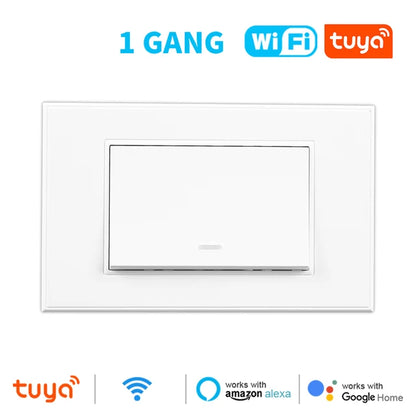 Tuya Smart Life WiFi Wall Light Switch, No Neutral Wire, US Button, Physical Wall Switches for Alexa, Google Home 