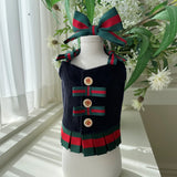 FATHIN Dog Princess Dresses Puppy Bow Knot Dress Luxury Pet Skirt Striped Dresses for Small Medium Cats