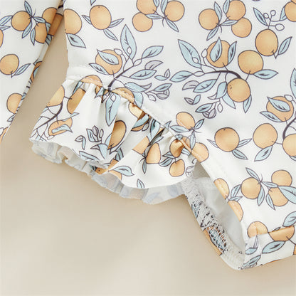 Traje de baño de verano para niñas pequeñas, estampado floral, sin espalda, con volantes, manga larga, ropa de playa para niñas de 0 a 4 años