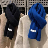 Winter Knitting Scarf Men Women Fastener Thermal Neck Warmer Solid Fleece Keep Warm Scarf Thickening Windproof Neck Cover