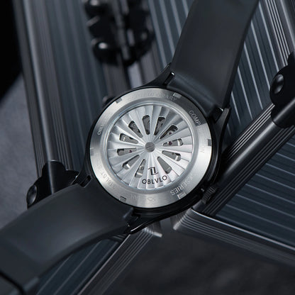 OBLVLO BLM-UFO Unique UFO-Shaped Automatic Watch with Luminous Silicone Strap And Steel Bracelet Waterproof Mechanical Timepiece