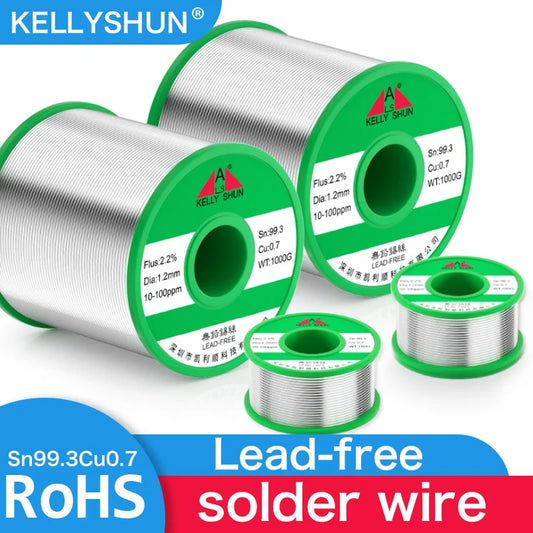 KELLYSHUN Lead-Free Solder Wire RoHS Containing Rosin Wire Soldering for Electrical High Purity Tin Solder Wire Roll 500g