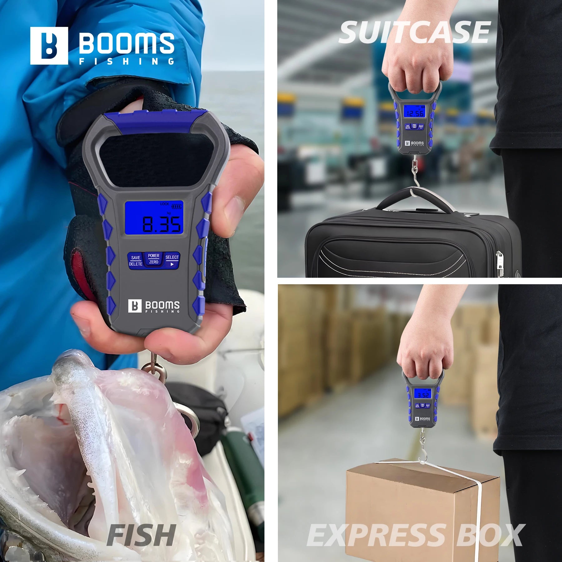 Booms Fishing 65LB/30KG LCD Rechargeable Digital Fishing Scale Portable Luggage Scale and 24cm Fish Lip Gripper Fishing Tool Set