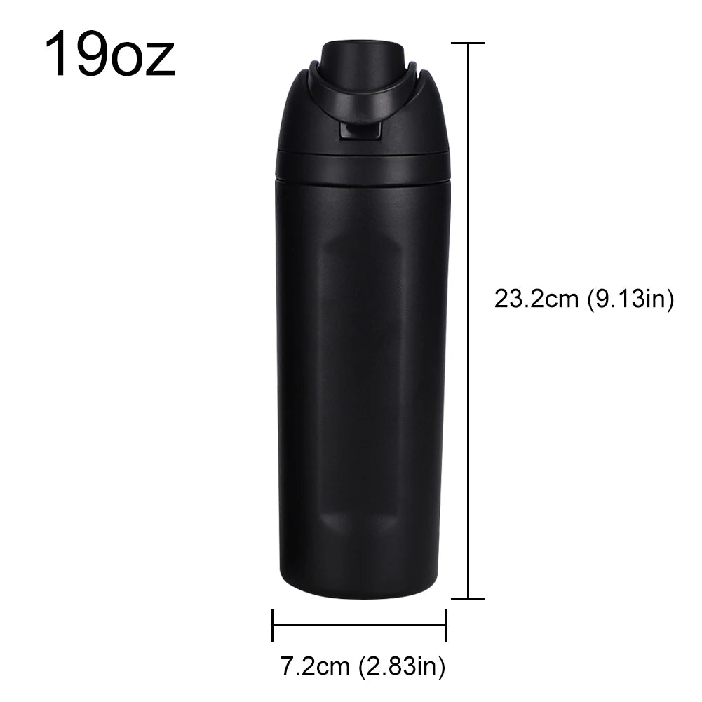 Copo de água portátil com palha e alça, garrafa esportiva, aço inoxidável 304, garrafa de vácuo de viagem, copo térmico, 32 oz, 24 oz, 19oz
