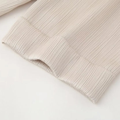 Conjunto de chaqueta y pantalón de traje cruzado con efecto arrugado para mujer, primavera y verano 2024, estilo europeo y americano