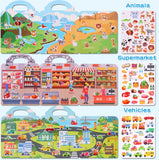 Kids' Reusable DIY Sticker Books Multi-Theme Bubble Sticker Jelly Stickers Portable Montessori Sticker Toy Gifts for Children