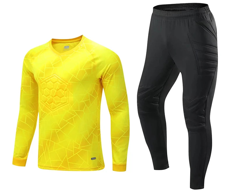 Men Kid 2024 Soccer Goalkeeper Uniform Protective Sponge Long Sleeve Football Training Goalkeeper Top Soccer Jersey Pants Custom