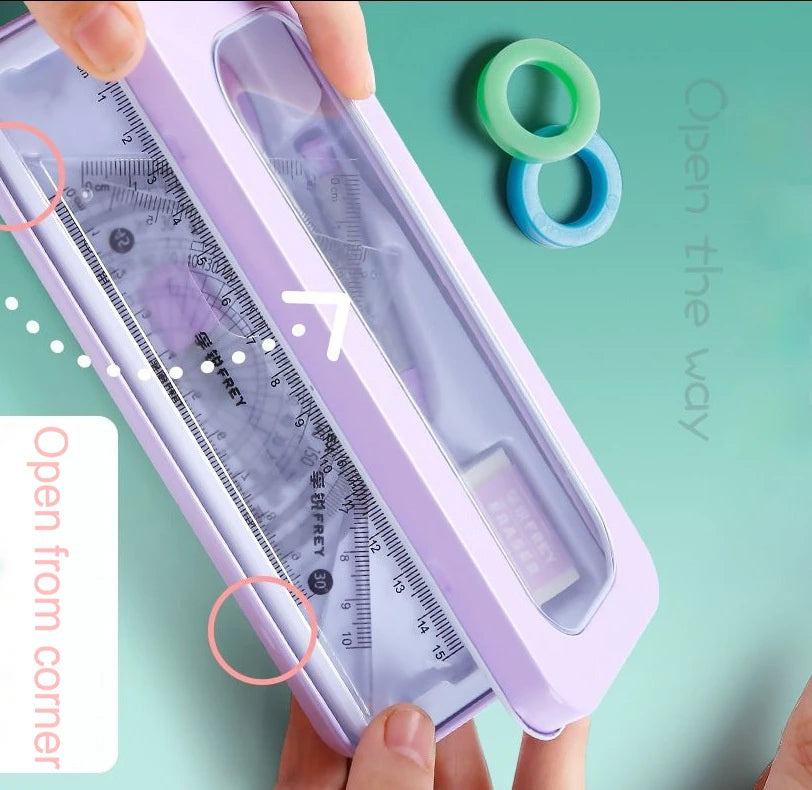 7-In-1 Multifunctional Compass Ruler Set Integrated High Aesthetic Drawing Office Tools for Primary Secondary School Stationery