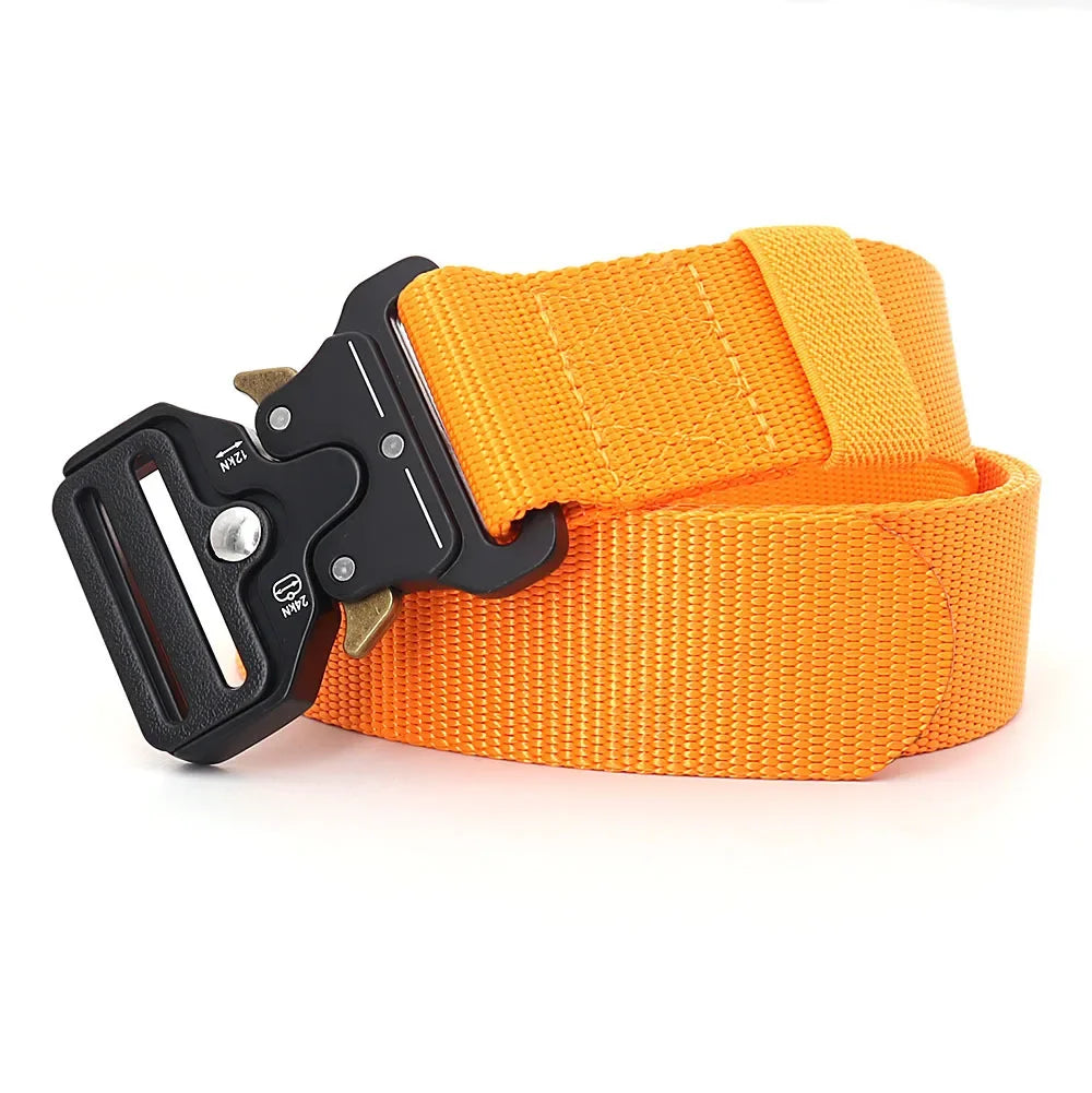 3.8X125cm - Belt Quick Release Outdoor  Metal Belt Soft Real Nylon Sports Accessories Men And Women Black Belt