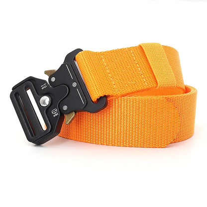 3.8X125cm - Belt Quick Release Outdoor  Metal Belt Soft Real Nylon Sports Accessories Men And Women Black Belt