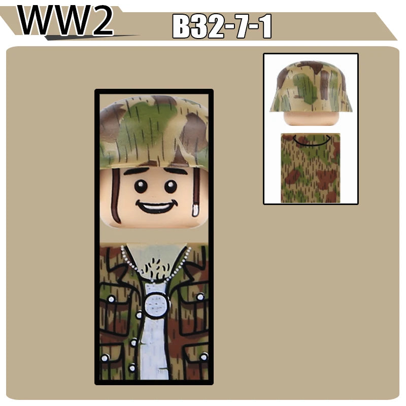 WW2 Military Soldier Figures Building Blocks Soviet British Army German Camouflage Warrior Infantry Accessories Bricks Toys Gift