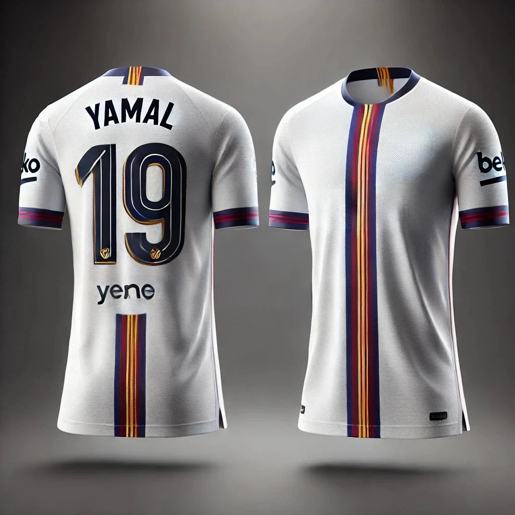 Camiseta de manga corta del Barcelona número 19 del futbolista Yamal, edición especial, para hombre, juvenil, deportiva, holgada, transpirable, de secado rápido.