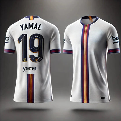 Camiseta de manga corta del Barcelona número 19 del futbolista Yamal, edición especial, para hombre, juvenil, deportiva, holgada, transpirable, de secado rápido.