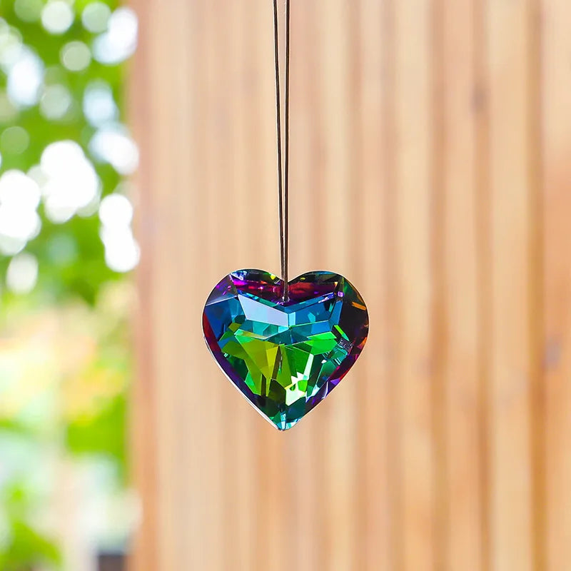 45mm Hanging Heart Suncatcher Prism Pendant Crafts for Home Office Garden Decoration Rainbow Maker Window Pendant 2025 Xmas Gift