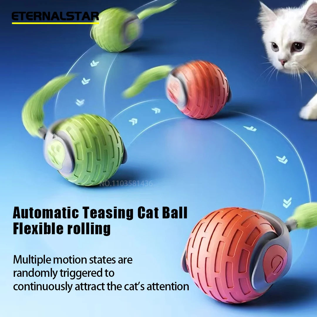 New Rechargeable Smart Interactive Ball for Pets, Motorized Toy, Dog and Cat Training, Simulated Mouse, 3 Modes, Wake-Up Ball