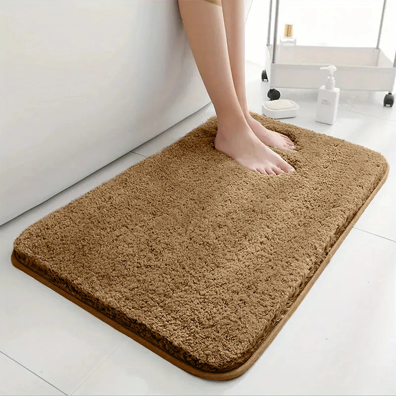 Alfombra de baño antideslizante con absorción de agua, alfombra de baño gruesa, alfombra de pelo largo, alfombra de inodoro duradera y lavable a máquina