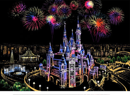 2 Sheets Scratch Paper Art Kit DIY Craft World Landmarks Animals City Scene Stylus Drawing Toy Adult Stress Relief Creative Gift