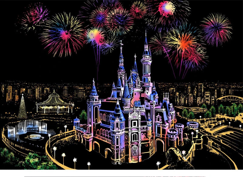 2 Sheets Scratch Paper Art Kit DIY Craft World Landmarks Animals City Scene Stylus Drawing Toy Adult Stress Relief Creative Gift