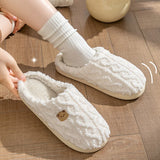 Zapatillas de casa lisas con diseño de rayas para mujer, zapatos de algodón antideslizantes con suela suave, Zapatillas de felpa suaves y cálidas para interiores, Invierno 2024