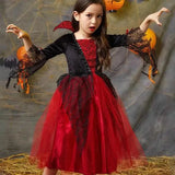 Fantasia de Vampira para Meninas (Halloween) – Vestido de Noiva Fantasma/Vampira – Traje para Festa de Carnaval e Estilo Gótico Escarlate