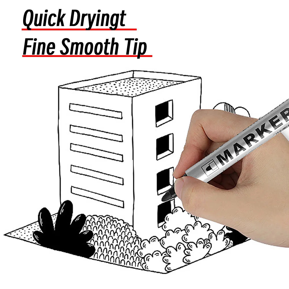 Permanent Paint Marker Pen Waterproof Black Pen for Tire Oily Markers Quick Drying Signature Pen Stationery Supplies