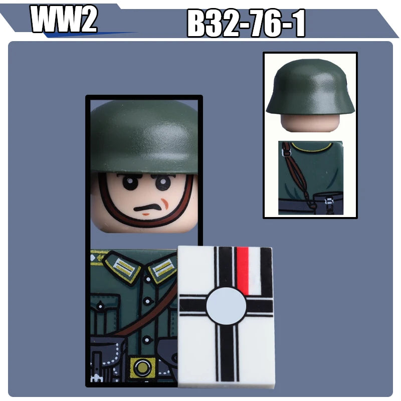 WW2 Military Soldier Figures Building Blocks Soviet British Army German Camouflage Warrior Infantry Accessories Bricks Toys Gift