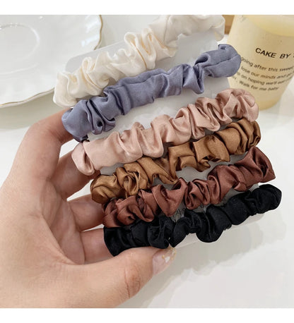 3/5/6Pcs Elegant Ponytail Holder Rubber Band Elastic Hairband Hair Accessories Silk Satin Scrunchies Women Solid Color Hair Rope