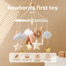 Crib Mobile Bed Bell Wooden Baby Rattles Soft Felt Cartoon Animal Bed Bell Newborn Music Box Hanging Toy Crib Bracket Baby Gifts