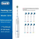 Oral B Rotation Electric Toothbrush DB5010 AA Battery 9600 Rpm Cross Action Cleaning Teeth Tooth Brush with Brush Refills