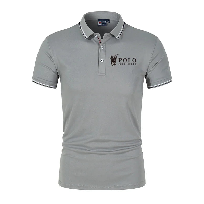Men's premium summer polo shirt, quick drying, breathable, casual, business fashion, sports, short sleeved, men's clothing