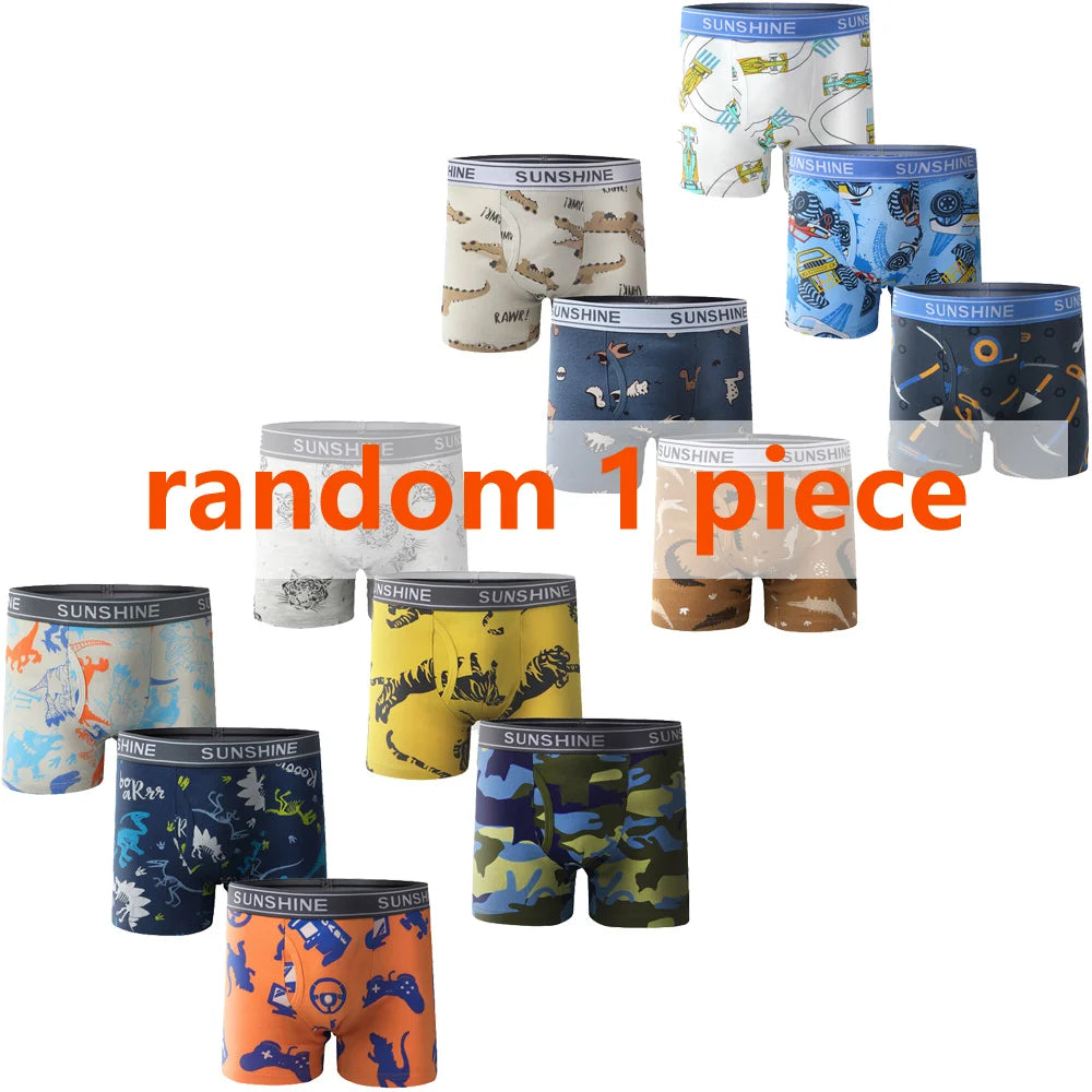 1/3/6 Pcs Boys Boxer Briefs Sets 2025 New Kids Cotton Underwear Boy Underpants Teenager Dinosaur Print Soft Children Panties