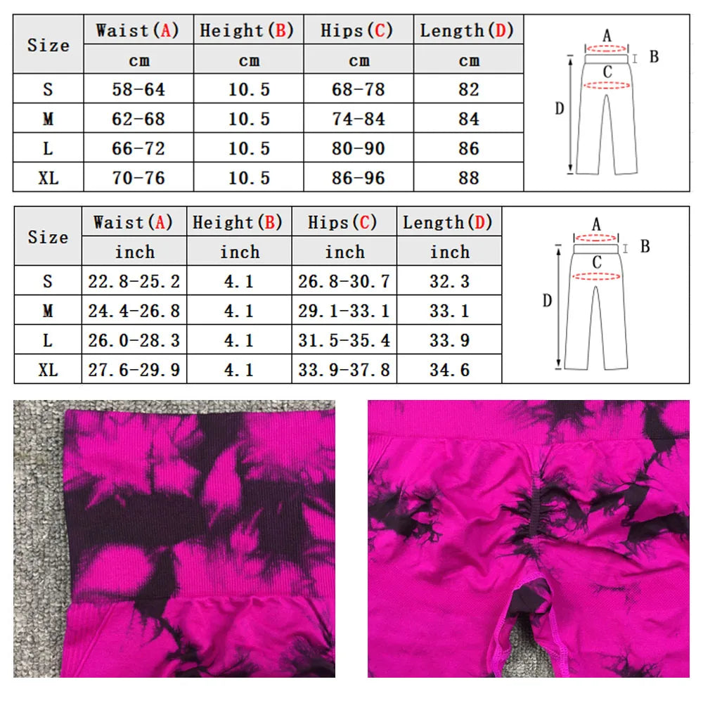 Mallas de yoga sin costuras con efecto tie-dye para mujer, mallas push up de cintura alta para gimnasio, control de abdomen, pantalones deportivos de entrenamiento y fitness para mujer