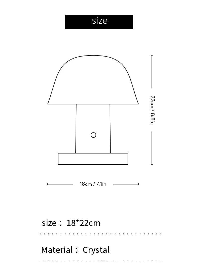 Mushroom Table Lamp Warm Color Night Light USB Rechargeable LED Touch Desk Light Piano Coating Surface Love Gift Lamp