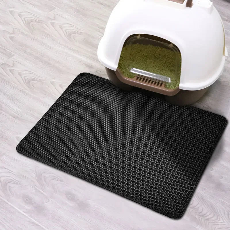 Tapete de areia para gatos com dupla camada Caixa impermeável para animais de estimação Almofada antiderrapante, Cama lavável, Produtos de almofada limpa, Presente
