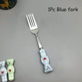 New Cute Bear Spoon Fork Ceramic Dessert Milk Fruit Salad Spoons Cartoon Flatware Kid Cutlery Tableware School Picnic Dinnerware