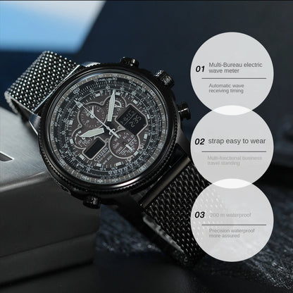 Reloj CITIZEN Skyhawk para hombre, de lujo, resistente al agua, de acero inoxidable, de cuarzo, informal, de negocios.