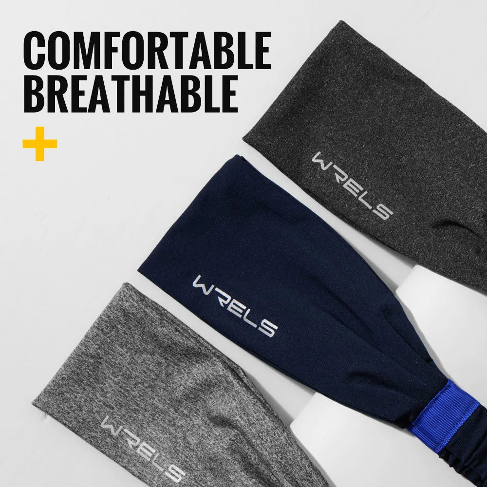 WRELS 1/2/3Pcs Sweatband Sports Headband for Men Women Moisture Wicking Workout Headband Sweat Band Non Slip Elastic Hairband
