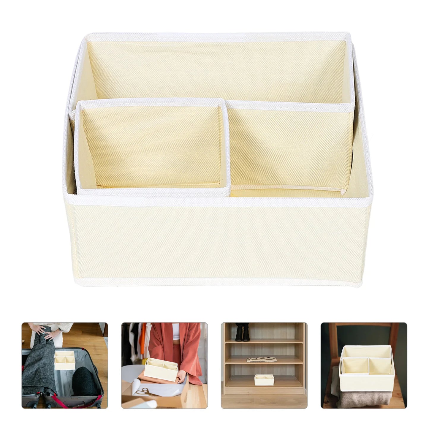 Caja de almacenamiento de 12 piezas para ropa interior, calcetines de bebé, organizador de cajones beige, divisor para decoración de guardería, divisores de tela no tejida para cambiador.