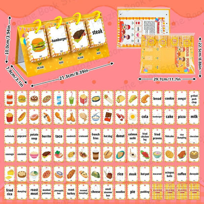 92Pcs Food Vocabulary Flashcards for Kids Double Side Parent-Child Interaction English Card Educational Learning Cards