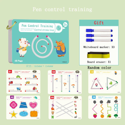 Tracing Workbook Montessori Books 48 Page Pen Control Training Early Childhood Exercise Book Reusable Calligraphy Copybook